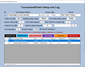Tournament Configuration Form